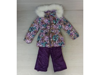 Костюм : куртка + комбінезон для дівчинки зима фіолетовий (719)